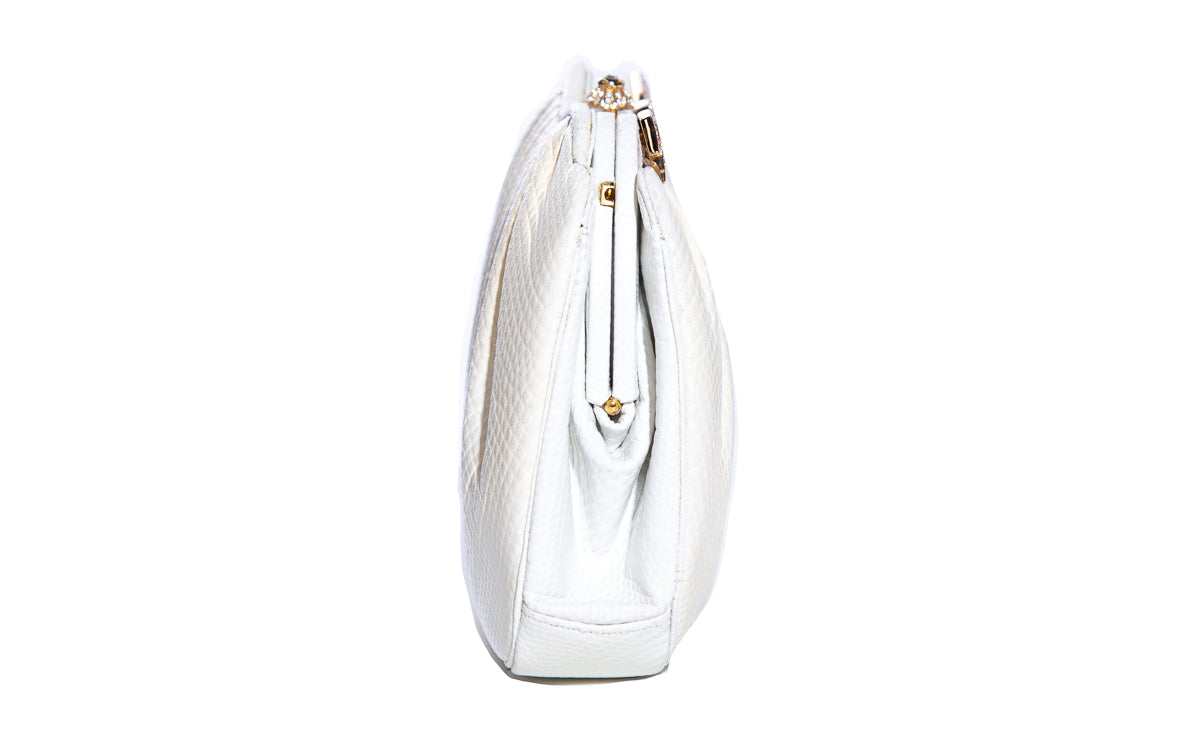 Judith Leiber Cream Lizard Skin Full Set Evening Bag Pouch