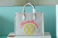 LV Onthego MM Monogram Giant And Raffia White/ Yellow For Women,  Shoulder And Crossbody Bags 35cm/13.8in LV 