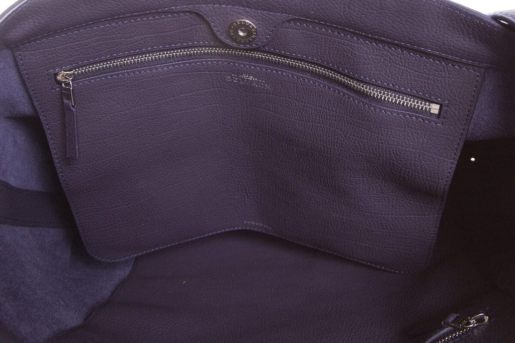 Delvaux Navy Grained Leather Pin Cabas Shoulder Strap Tote