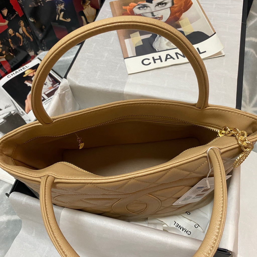CHLMedallion Tote Gold Hardware Caviar Yellow For Women, Women’s Handbags, Shoulder Bags 15.6in/32cm