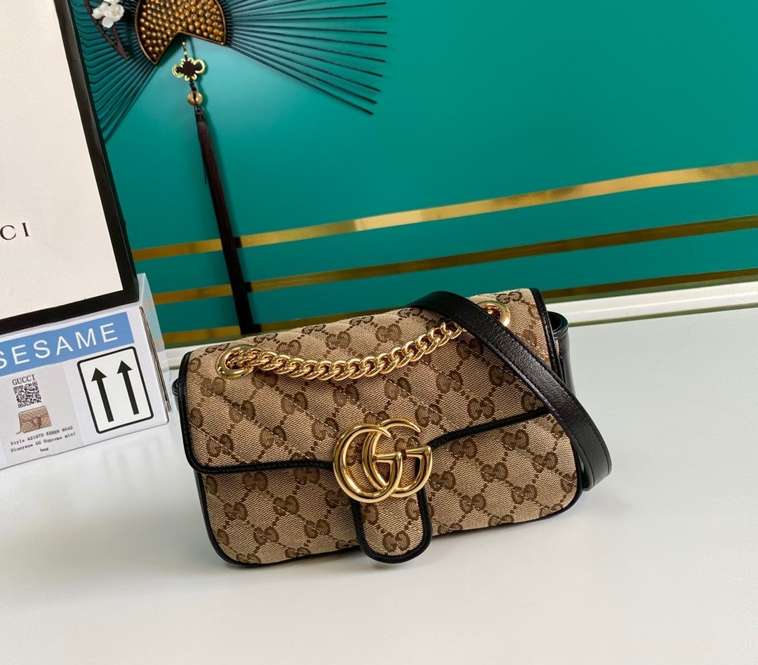 Glami Marmont MatelassÃƒÂ© Mini Bag Beige/Ebony GLAMIagonal MatelassÃƒÂ© Original Glami Canvas For Women  8.5in/22cm 446744
