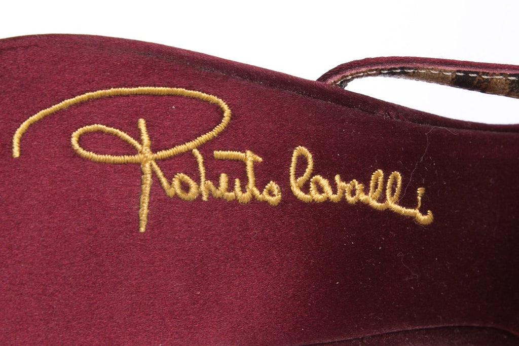 Roberto Cavalli Burgundy & Snake Detail Heels SZ 36