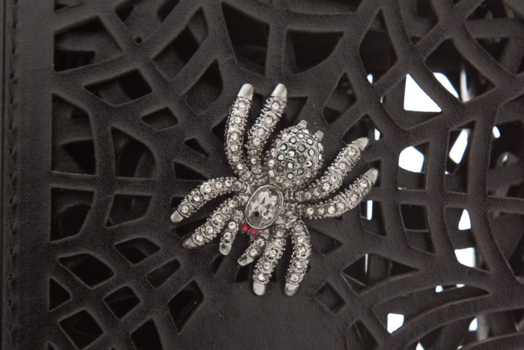 Perrin Black Spider Web Le Cabriolet Leather Clutch