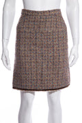 Chanel Vintage Tan & Multi Tweed Skirt SZ 36