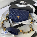 CHLSmall GlamIap Bag Gold Hardware Navy Blue For Women Handbags, Shoulder Bags 7.5in/19cm AP2840