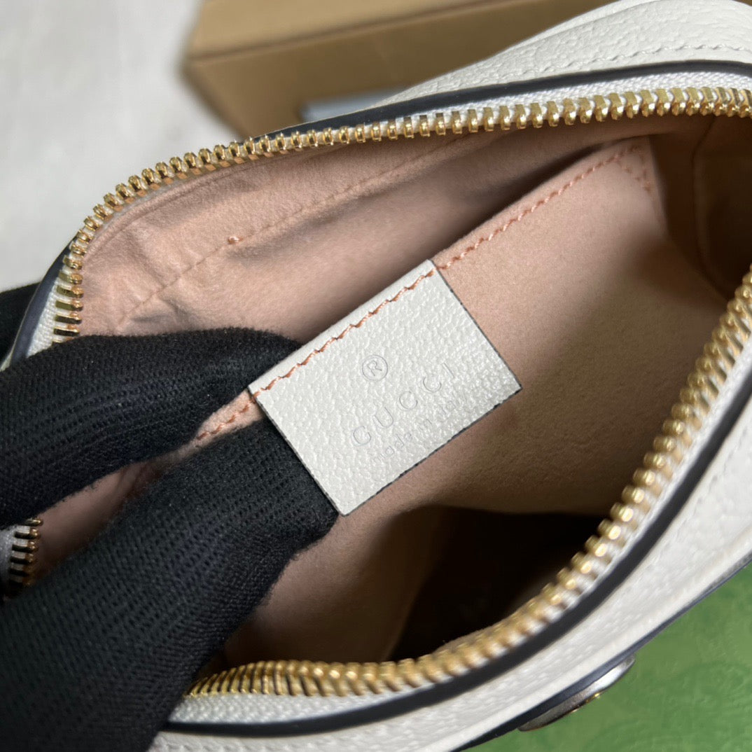 gg Ophidia Mini gg Bag Beige And Ebony gg Supreme Canvas, With White For Women  7in/17.5cm gg 517350 96IWS 9794