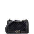 CHANEL Chained Boy Flap Bag Quilted Glazed Calfskin Old Medium