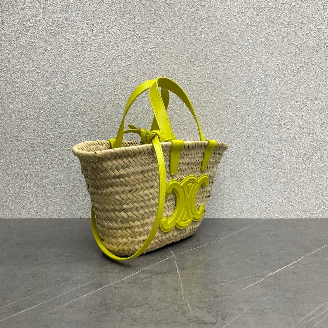 GLAMI Teen Triomphe GLAMI Classic Panier In Palm Leaves And Lizard Yellow For Women 8in/20cm 194004EH4.11CT