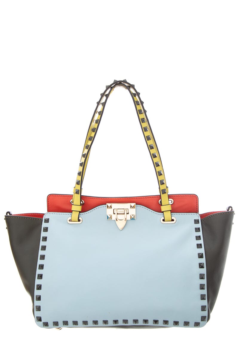 Valentino Multi Colorblock Rockstud Small Tote
