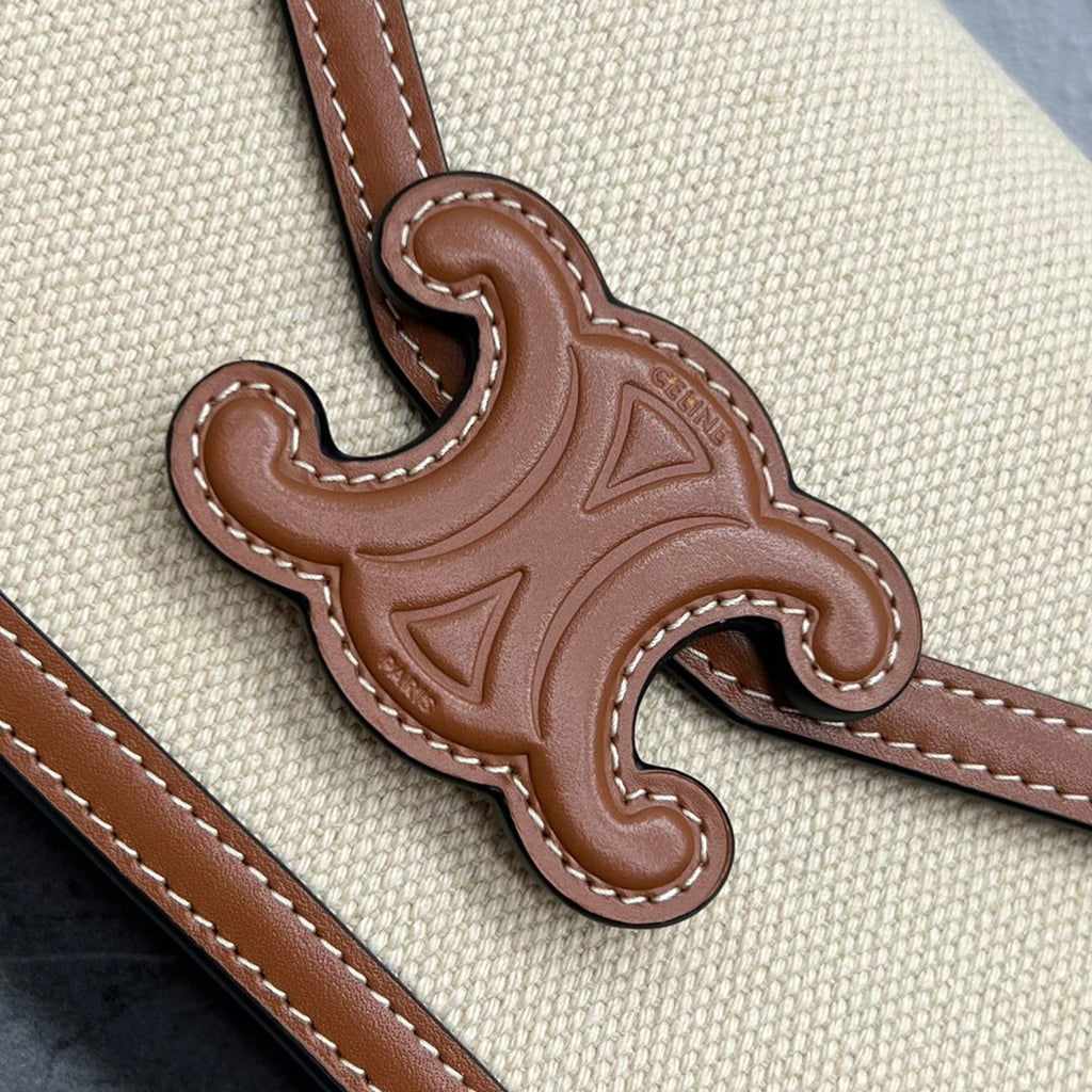 GLAMI Wallet On Chain Triomphe In Textile Natural / Tan For Women 7in/19cm 10J972DB2.02NT