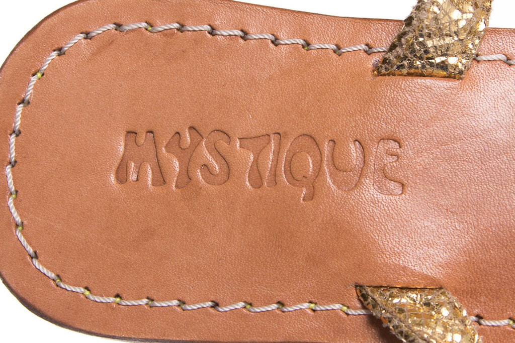 Mystique Brown & Gold Sandals SZ 6