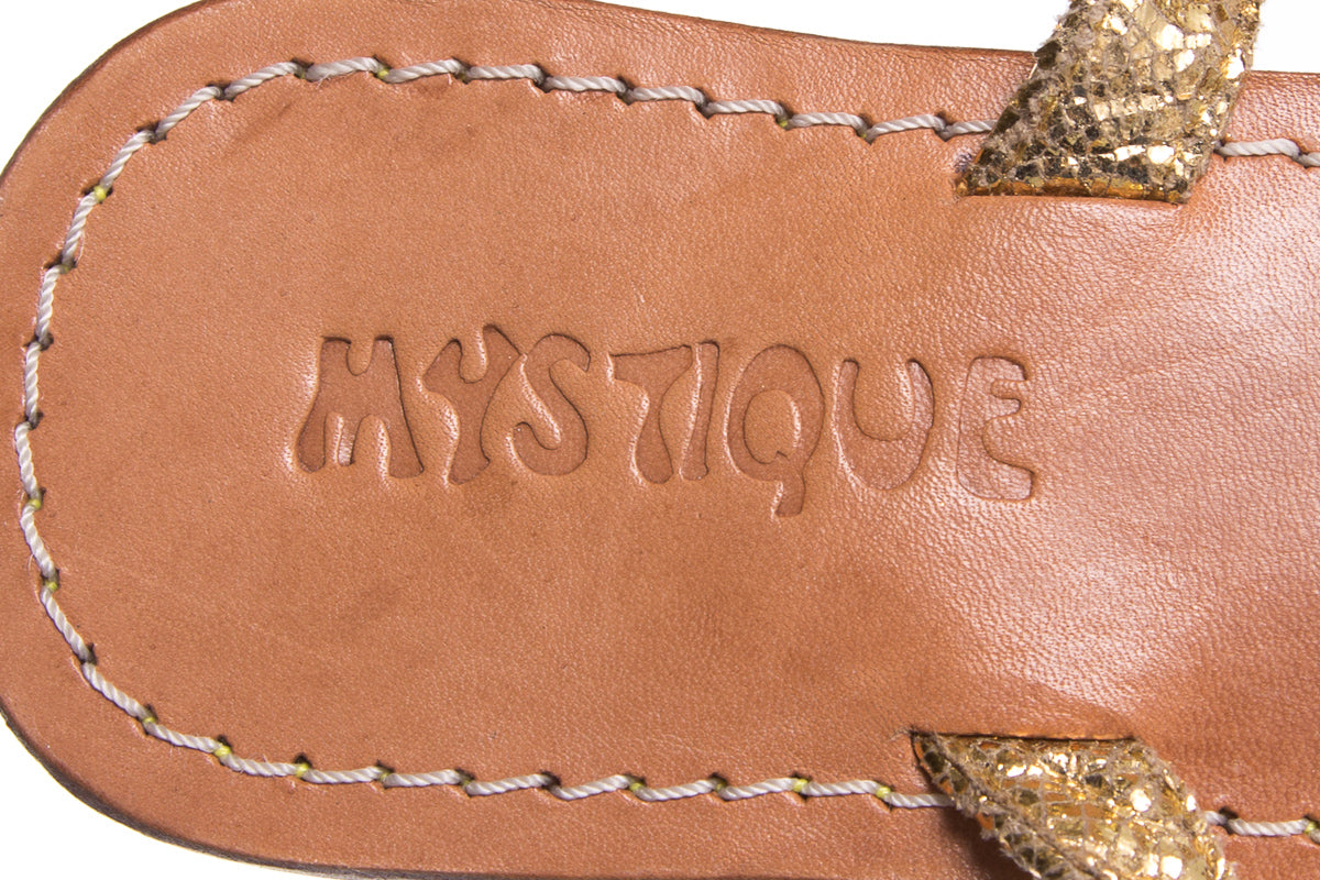 Mystique Brown & Gold Sandals SZ 6