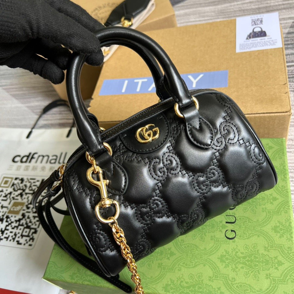 gg Matelasse Top Handle Bag Black For Women, Women’s Bags 7.5in/19cm gg ‎702251 UM8HG 1046