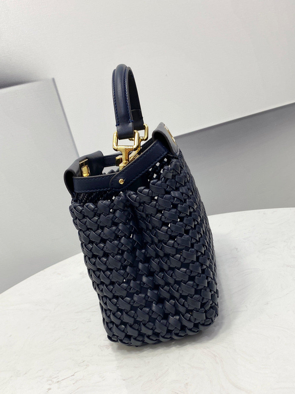FI GlamI Mini Navy Blue Braided Bag For Woman 18cm/7in