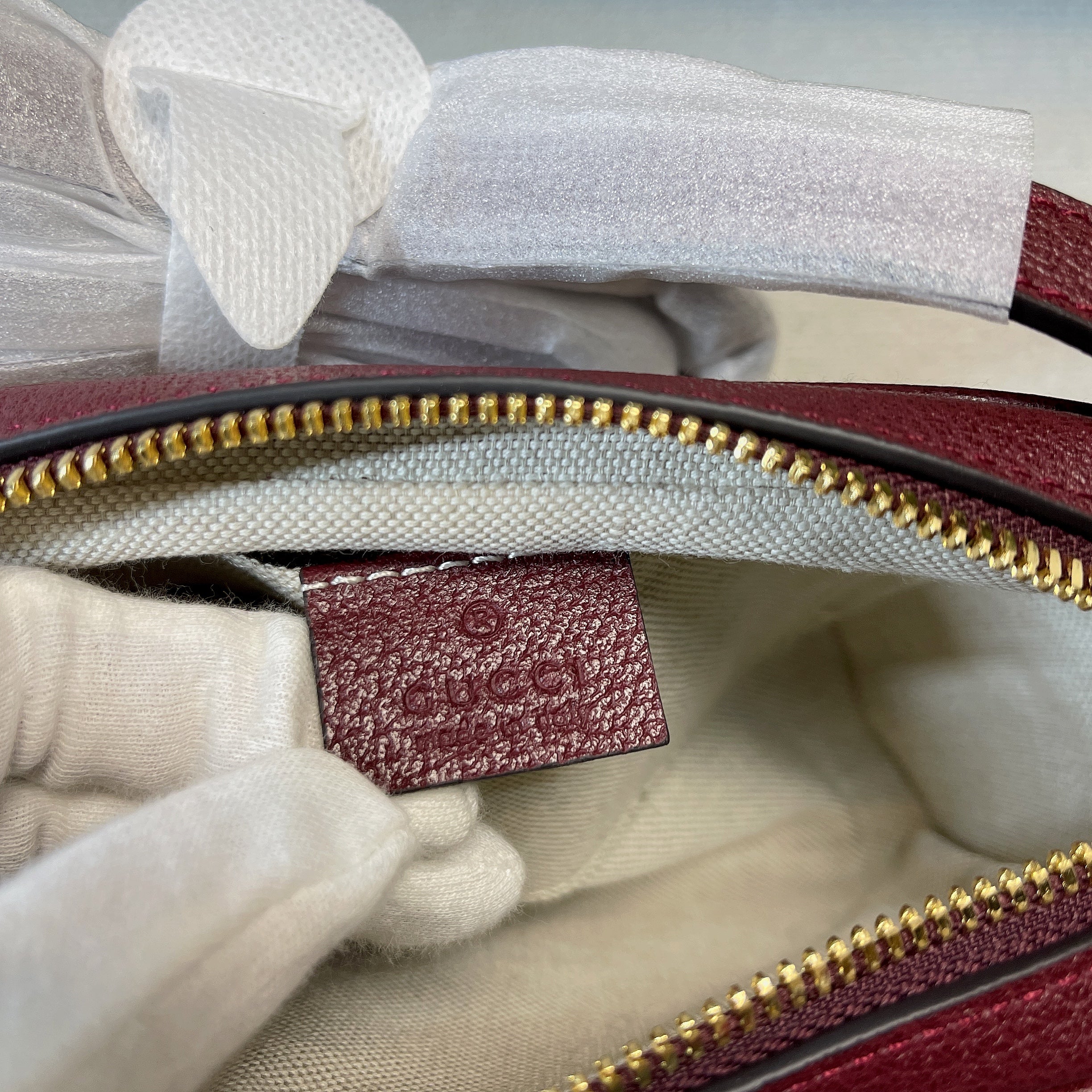 Glami OphiGLAMIa Mini Glami Bag Beige And Burgundy Glami Supreme Canvas For WomenÃ‚Â  7in/17.5cm Glami 517350-9Y9MS-9864