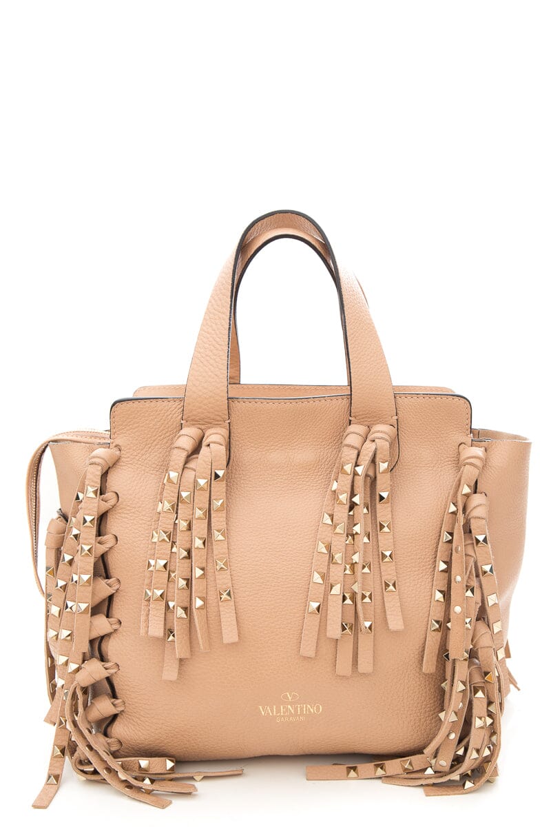 Valentino Garavani C ROCKEE Blush Fringe Rockstud Tote