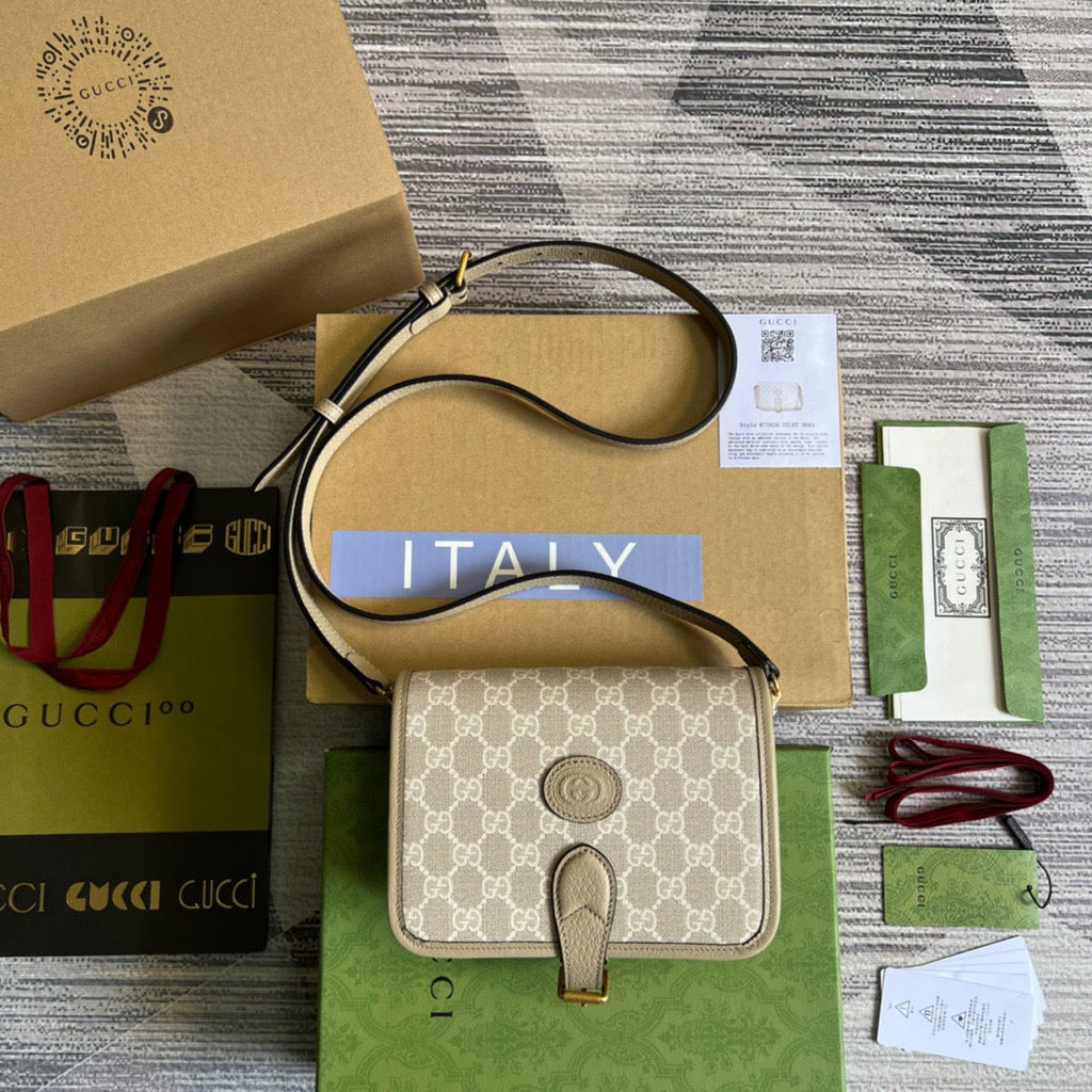 Glami Mini Shoulder Bag With Interlocking G Beige For Women, Women’s Bags 7.9in/20cm Glami Ã¢â‚¬Å½671620 UULBT 9683