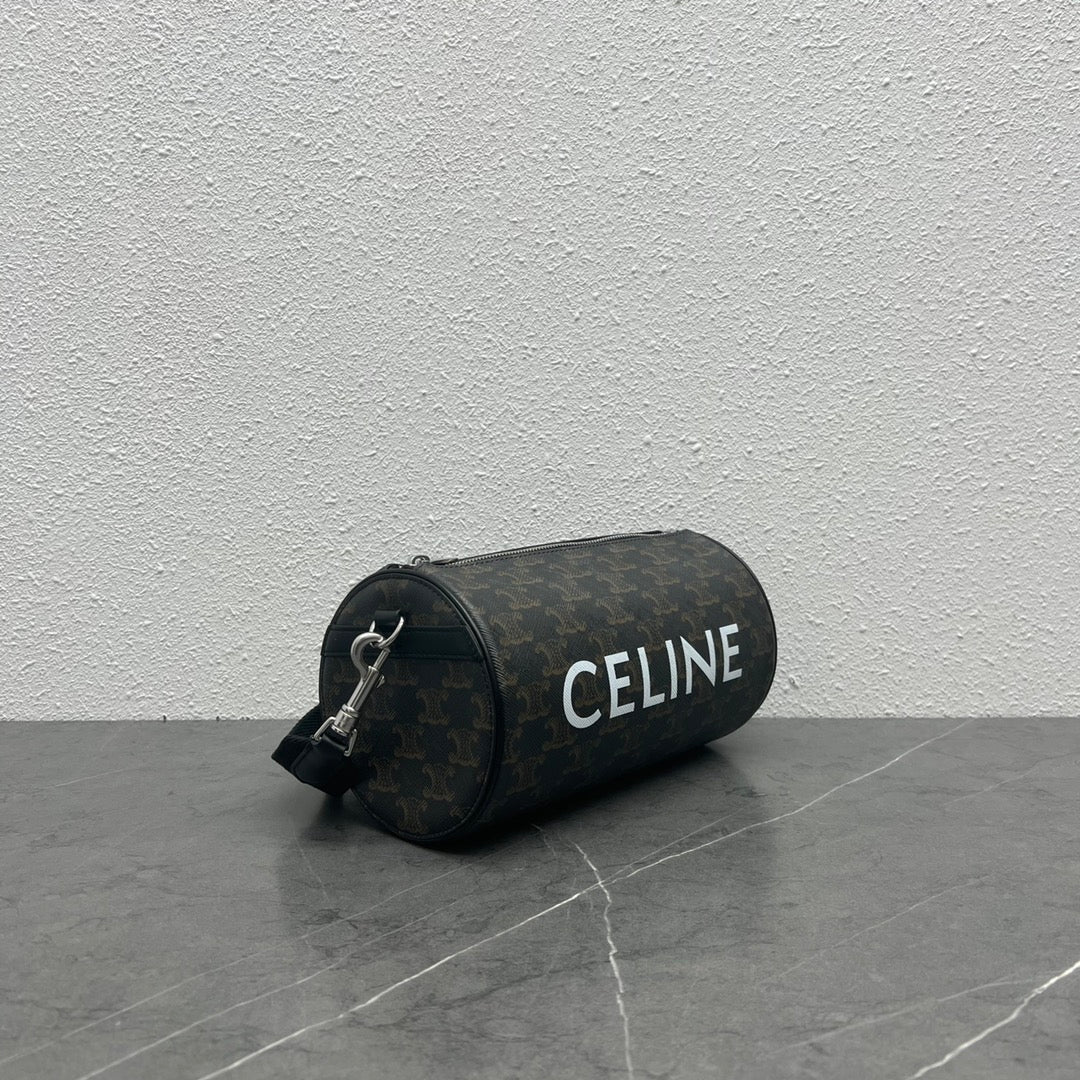 GLAMI Cylinder Bag In Triomphe Canvas Black For Women 9in/22cm