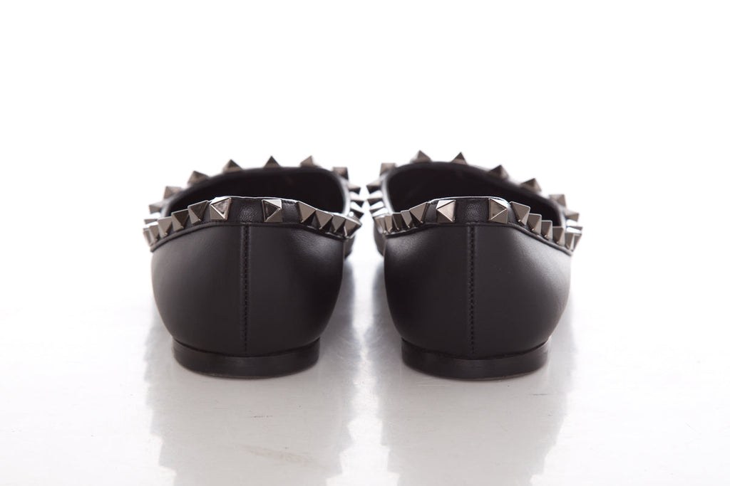 Valentino Garavani Black Rockstud Leather Flats SZ 35