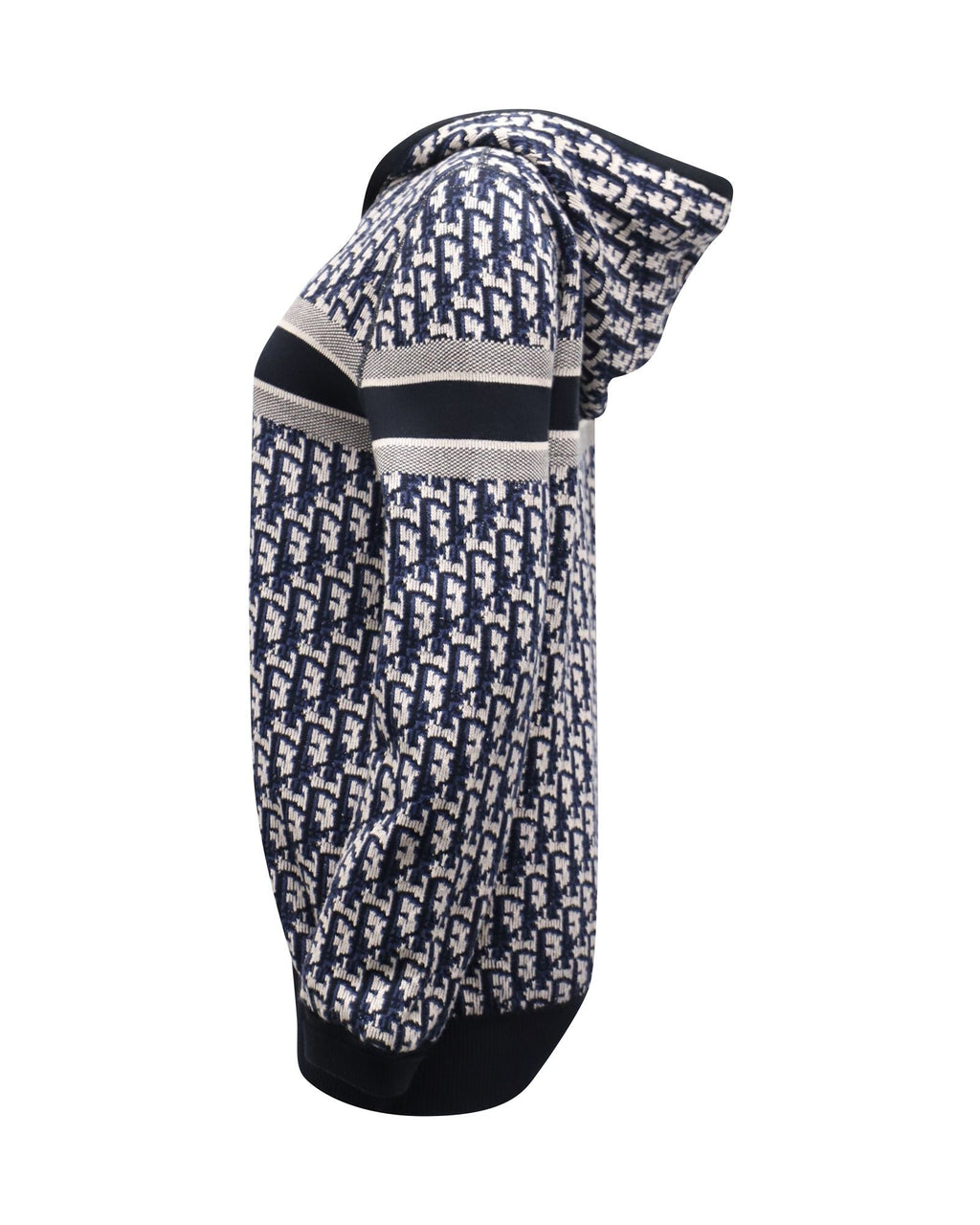 Dior Oblique Motif Hooded Cardigan in Blue Cotton