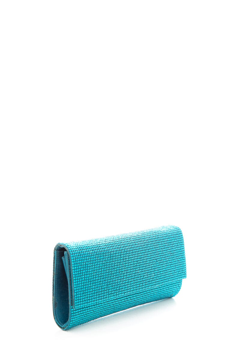 Judith Leiber Teal Rhinestone Clutch