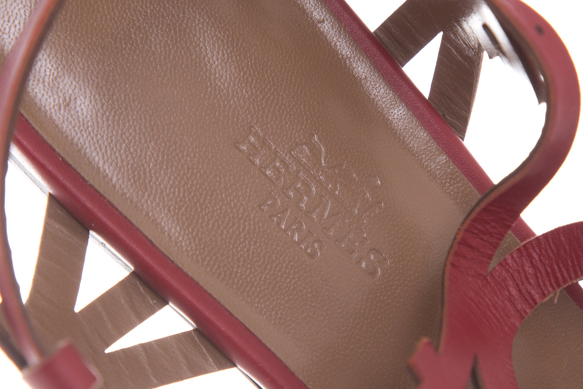 HermÃƒÆ’Ã‚Â¨s Red Karlotta Sandals SZ 37.5