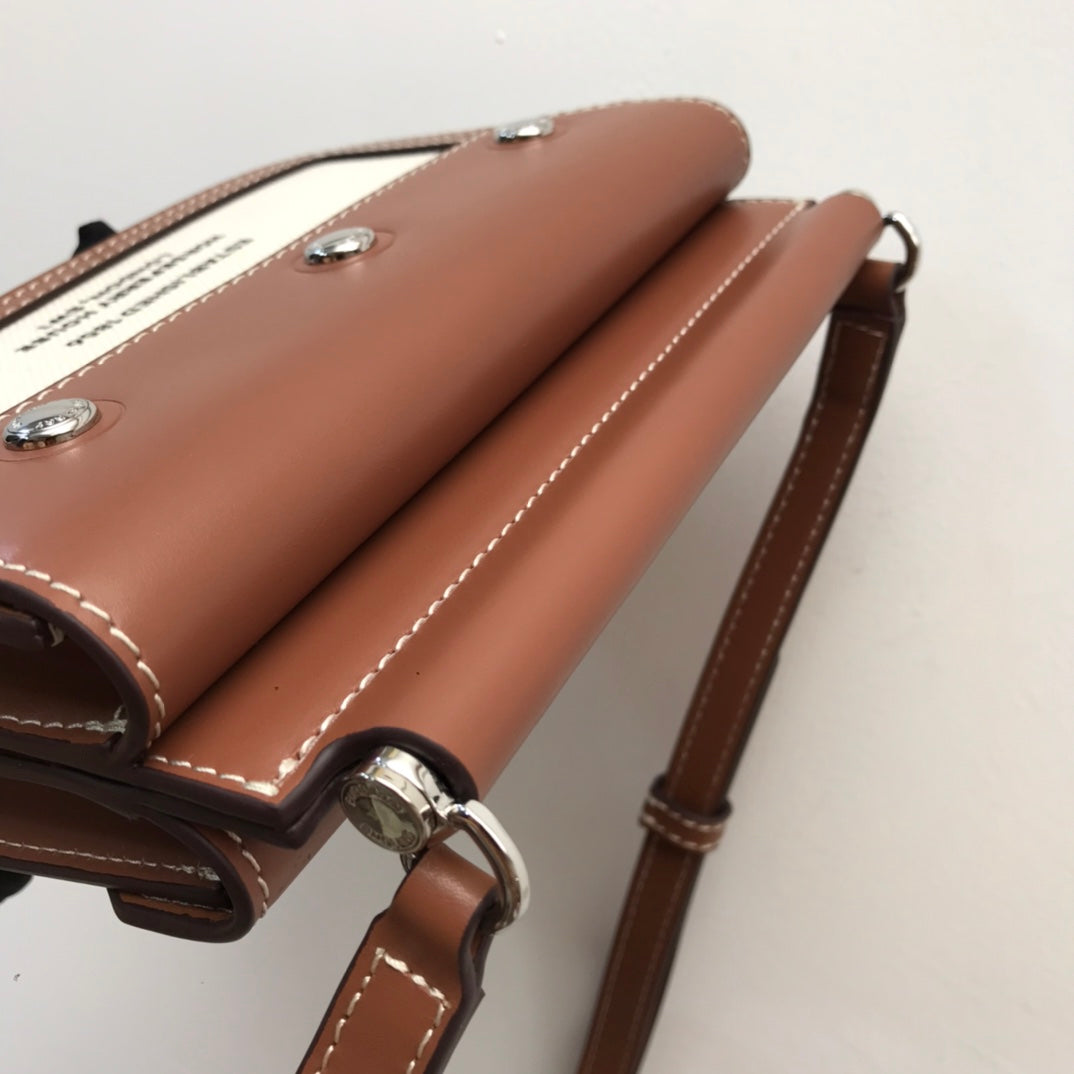 GLAMI Mini Horseferry Print Title Bag With Pocket Detail Malt Brown For Women, Bags 7.5in/19cm 80146111
