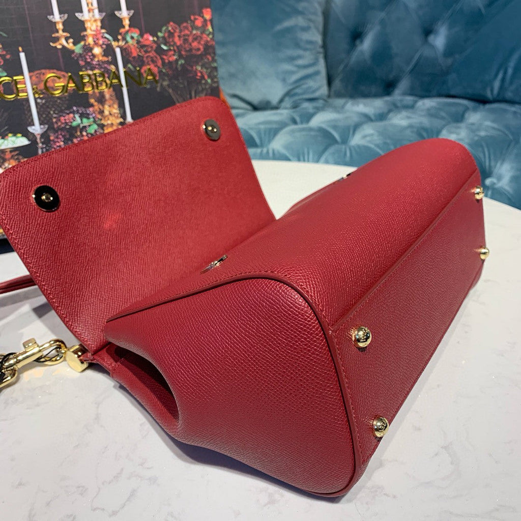 DG Small Sicily Bag In Dauphine Red For Women 7.5in/19cm DG
