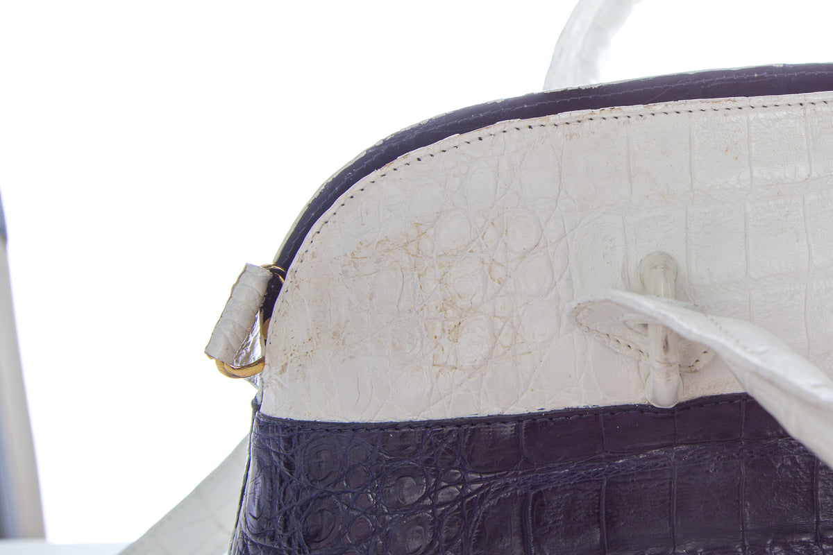 Nancy Gonzalez White and Blue Handbag