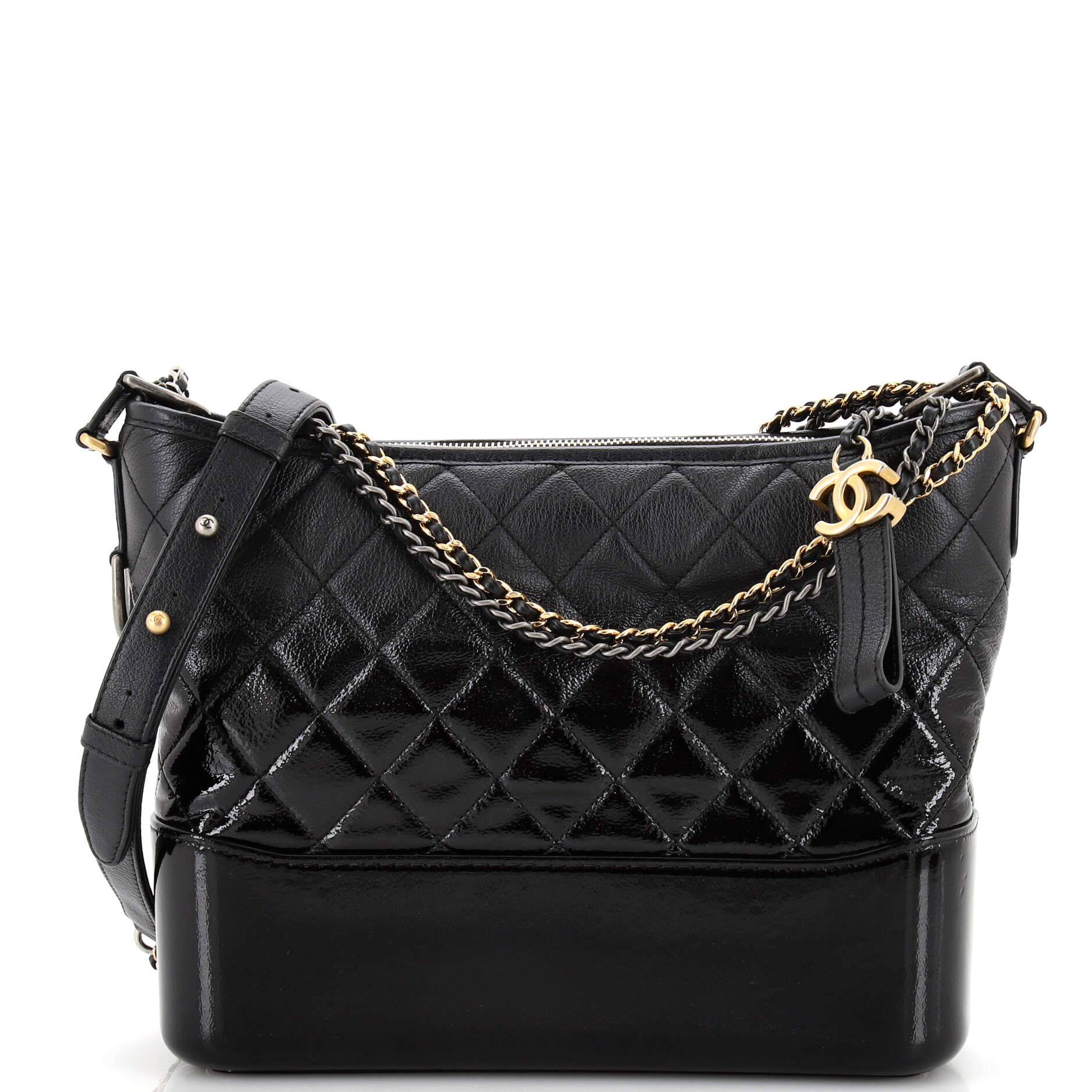 CHANEL Gabrielle Hobo Quilted Goatskin and Patent Medium