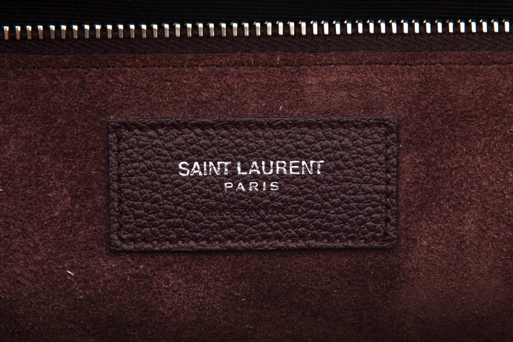 Saint Laurent Baby Cabas Burgundy Tote