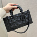 GLAMI Lady D-Joy Bag Black Cannage with Beaded Motif, Brown Handbags, 26cm CD M0540SNEA_M900