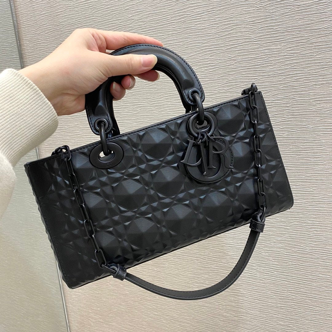 GLAMI Lady D-Joy Bag Black Cannage with Beaded Motif, Brown Handbags, 26cm CD M0540SNEA_M900