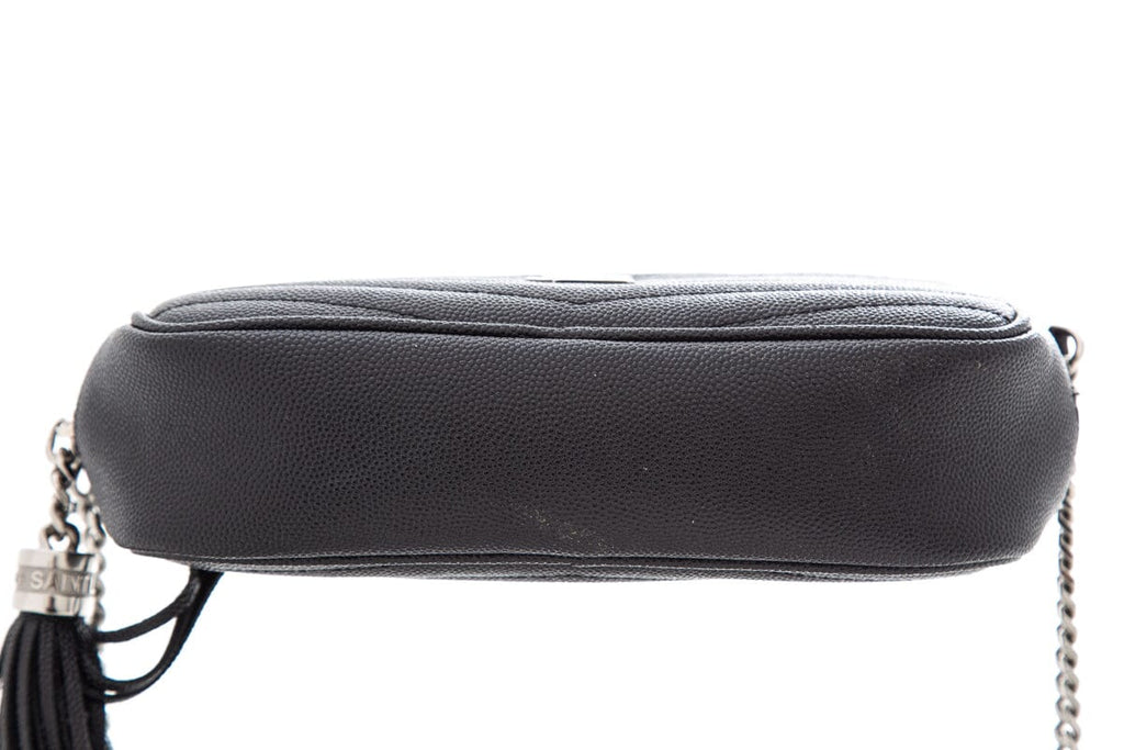 Saint Laurent Black Lou Mini Chevron Cross-Body