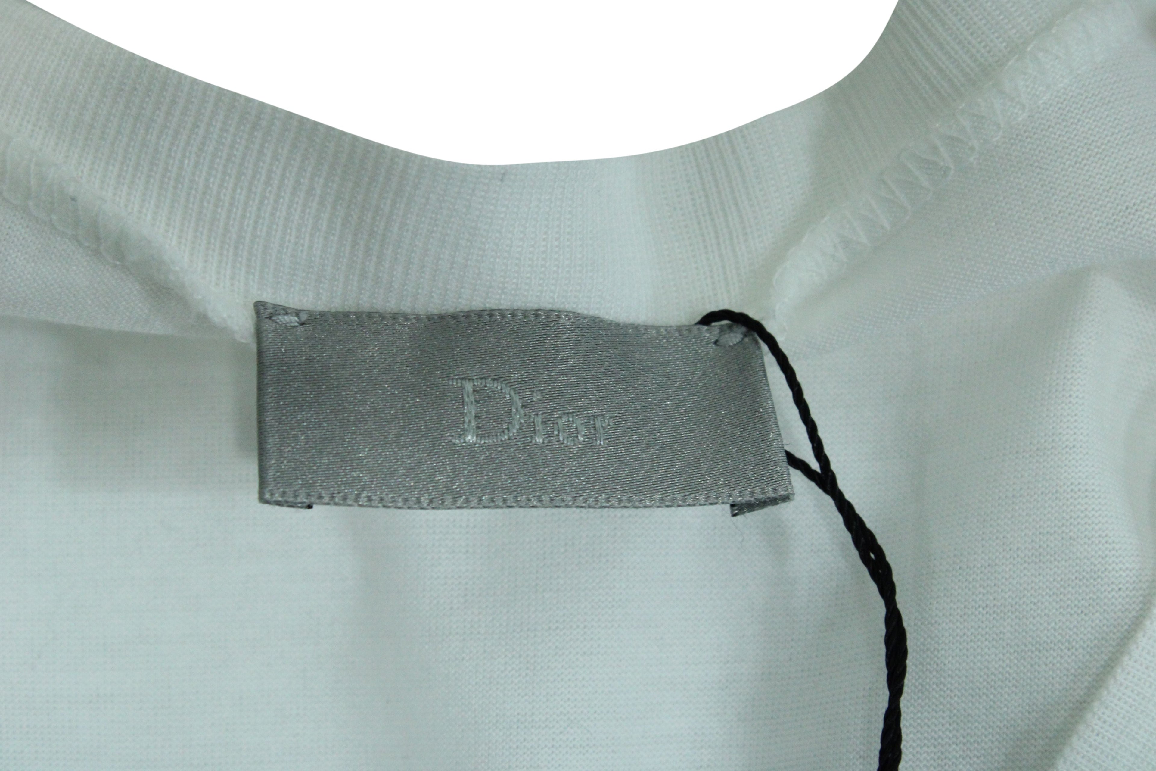 Dior Homme T-Shirt with Bee Embroidery in White Cotton