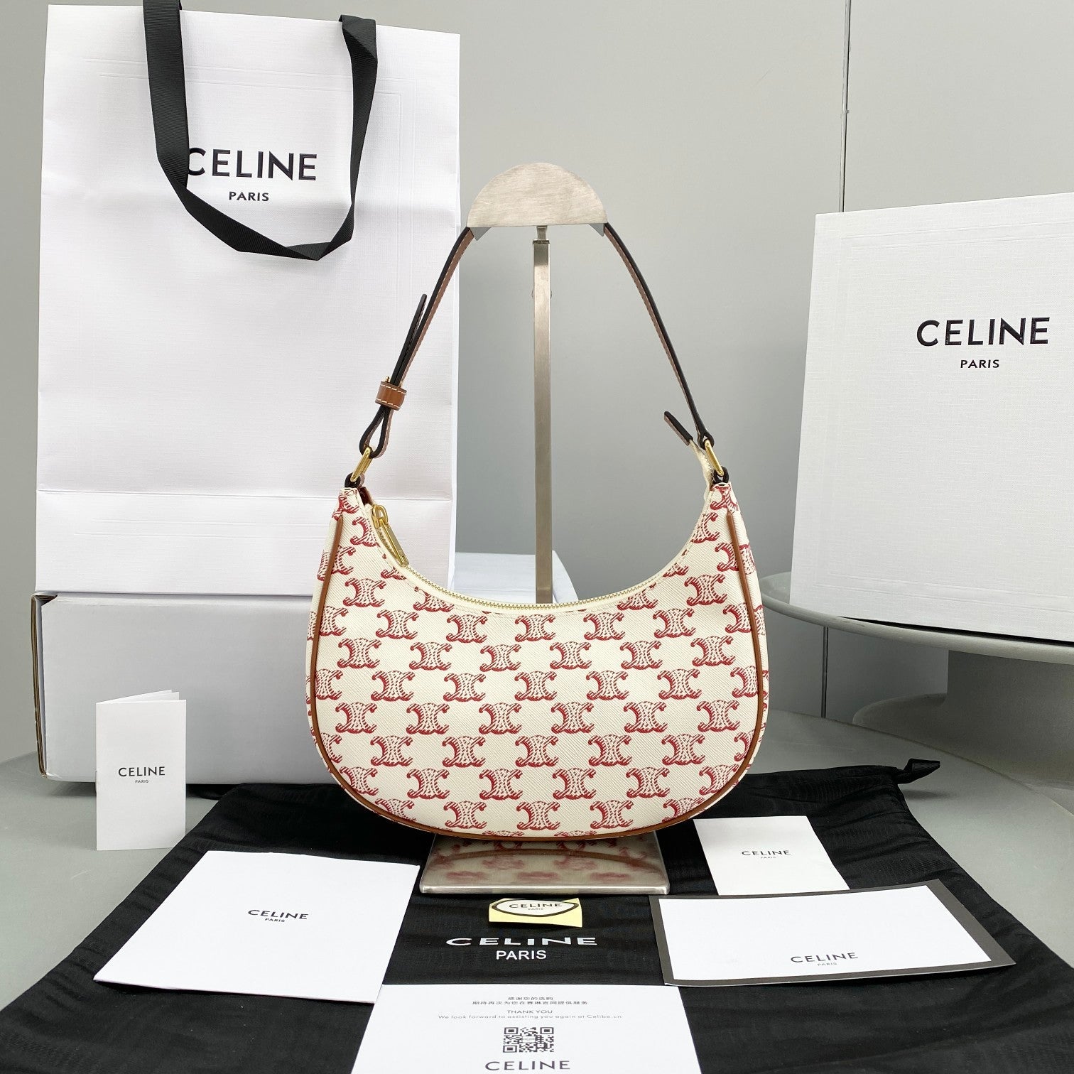 GLAMI Ava Bag In Triomphe Canvas White/Red For Women 9in/23.5cmÃƒâ€šÃ‚Â 