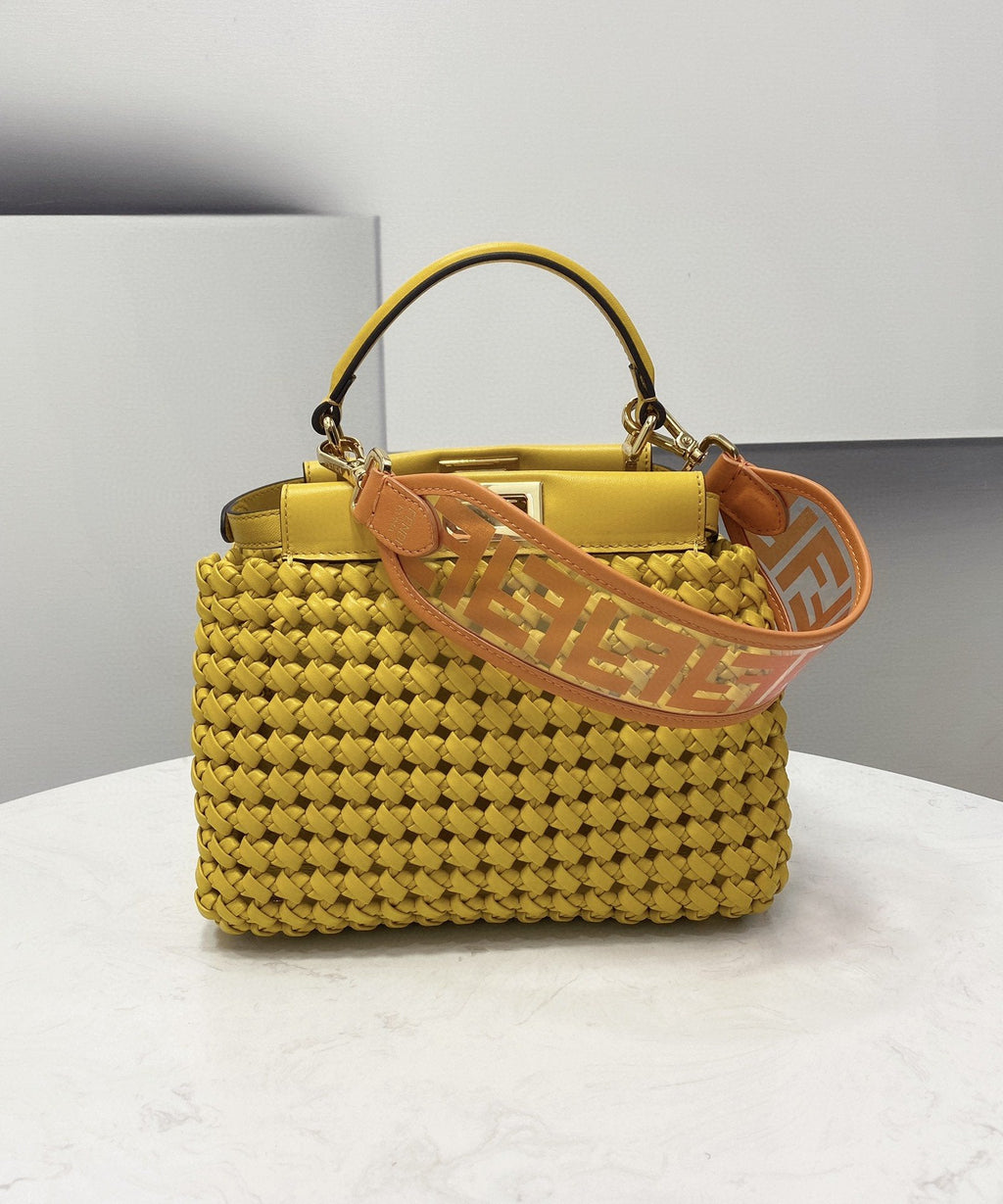 FI GlamI Mini Yellow Braided Bag For Woman 18cm/7in
