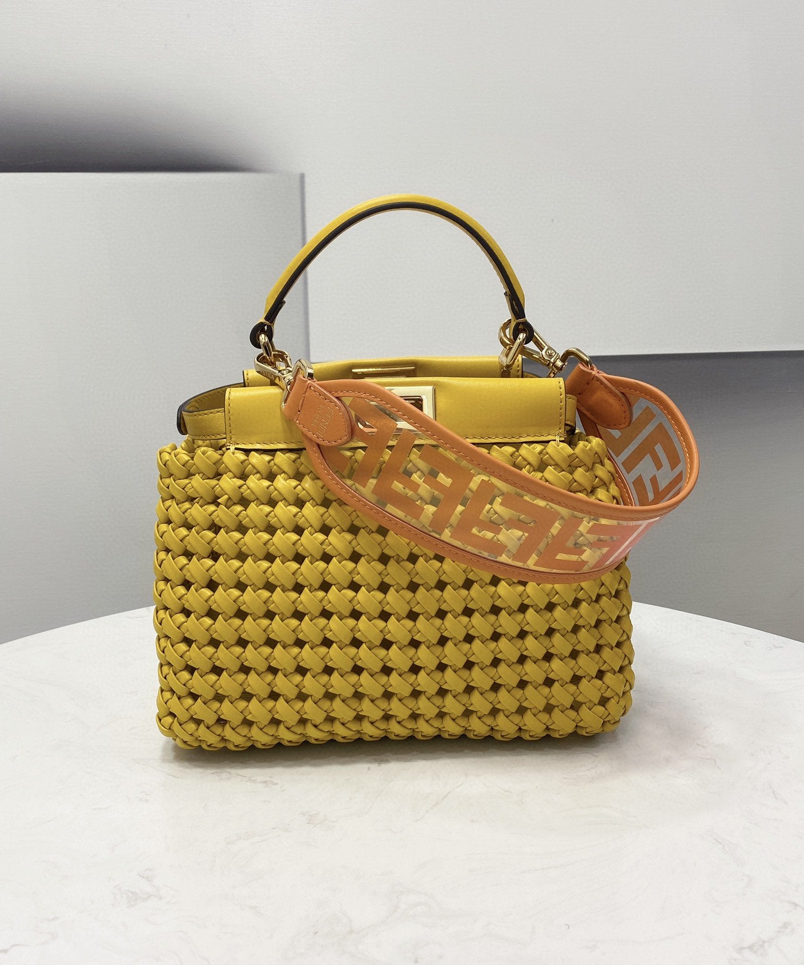 FI GlamI Mini Yellow Braided Bag For Woman 18cm/7in