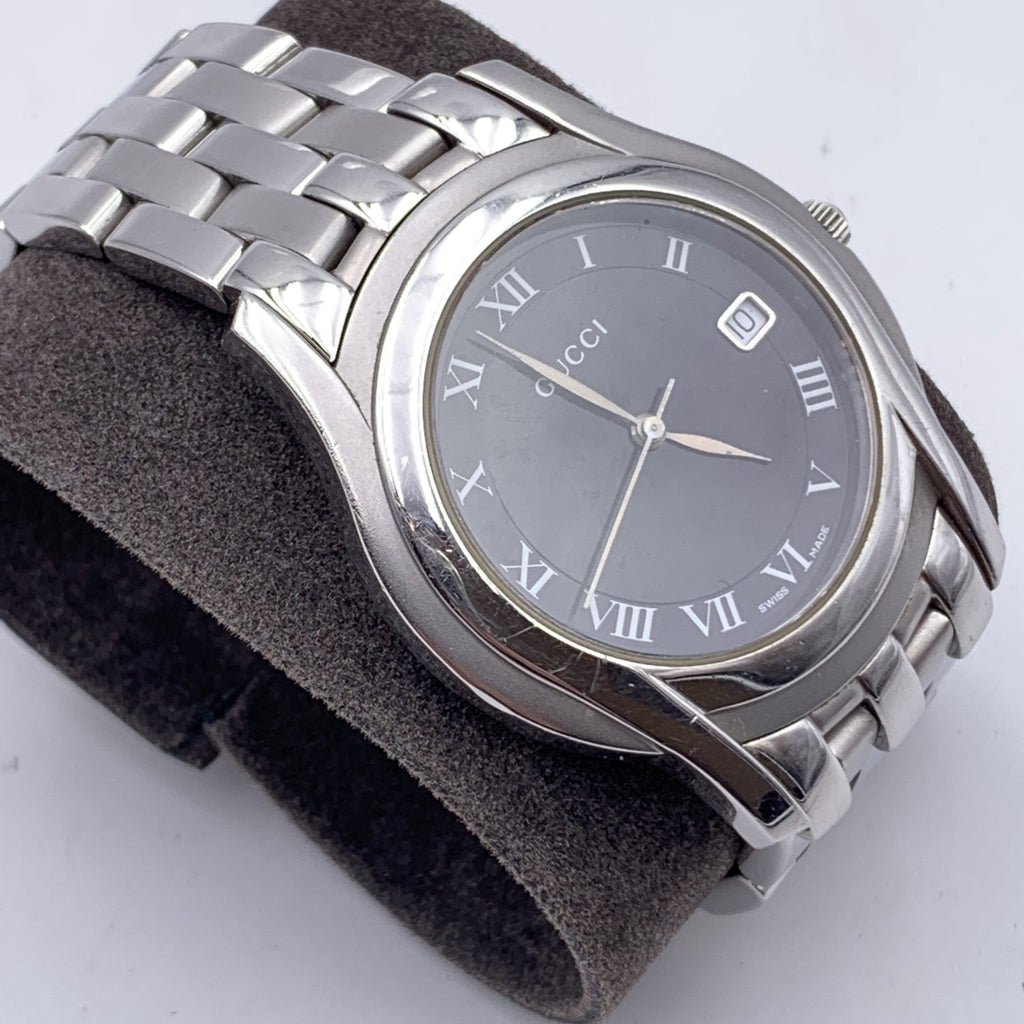 GUCCI Stainless Steel Mod 5500 M Watch Date Indicator Black