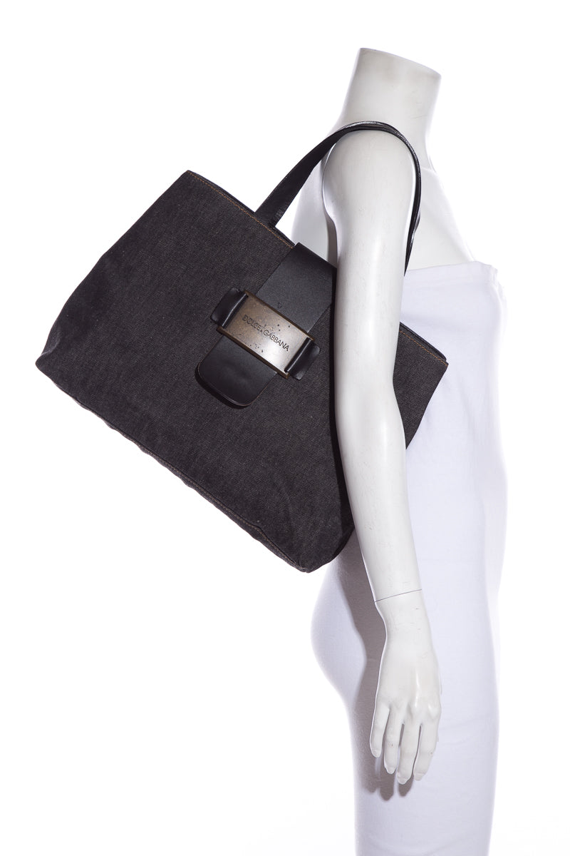 Dolce & Gabbana Dark Denim Tote  Handbag