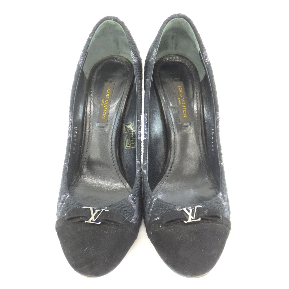 Louis Vuitton Monogram Twin Pump Heels Size 35 22.0cm Equivalent Black Suede  Shoes