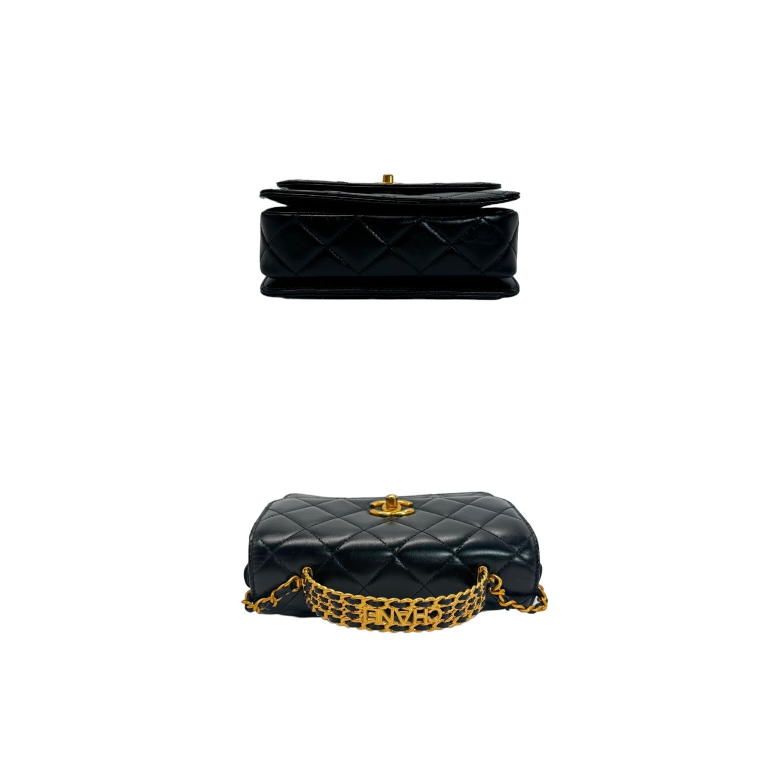 Chanel Woven Top Handle CC Rectangular Black Flap Bag