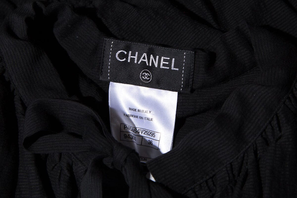 Chanel Black L/S Peasant Blouse SZ 36