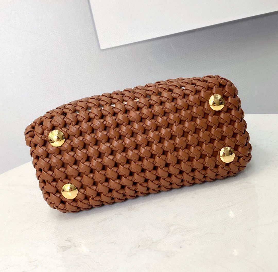 FI GlamI Mini Brown Braided Bag For Woman 18cm/7in