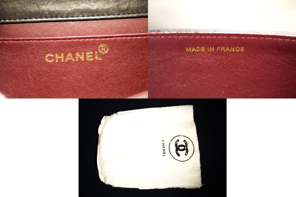 CHANEL Full Flap Chain Shoulder Bag Clutch Black Quilted Lambskin h09
