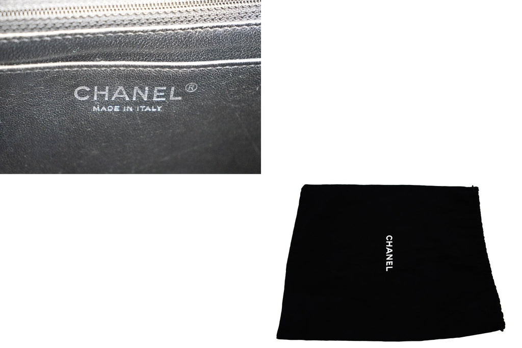 CHANEL Caviar Grained Calfskin Flap Chain Shoulder Bag Black 13" i90