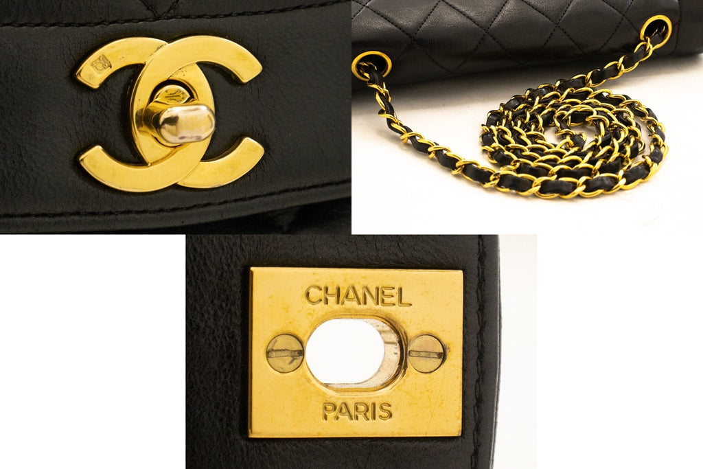 CHANEL Diana Flap Chain Shoulder Bag Black Quilted Lambskin Purse k28