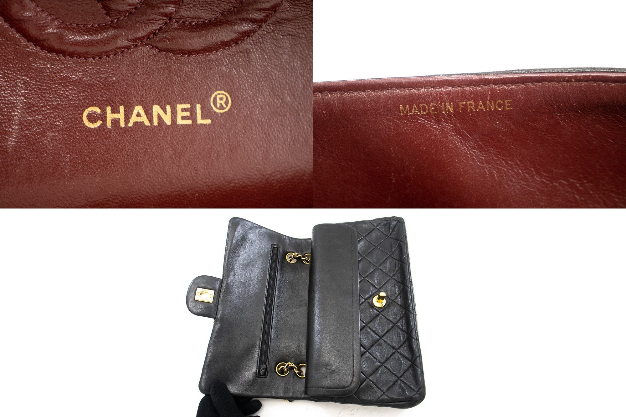CHANEL Classic Double Flap Medium Chain Shoulder Bag Black Lamb k33