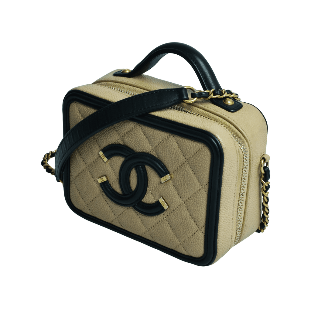Nude/Black CC Quilted Filigree Vanity Case