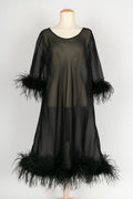Robe vintage en soie et plumes